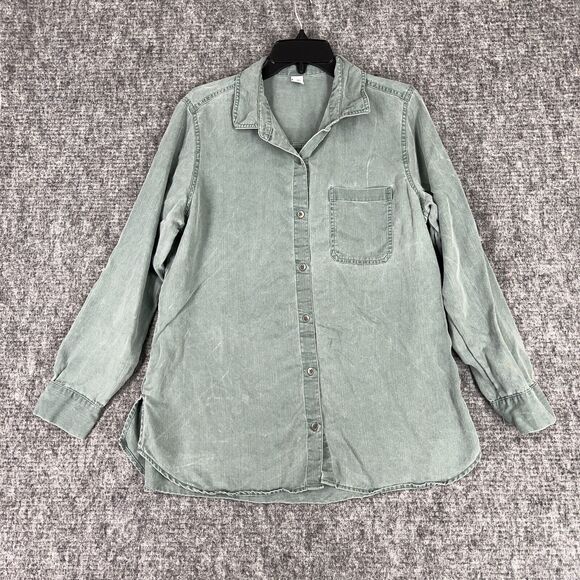 Old Navy Shirt Womens Extra Small green Relaxed‎ Long-Sleeve Cottagecore Minimal - Picture 1 of 9